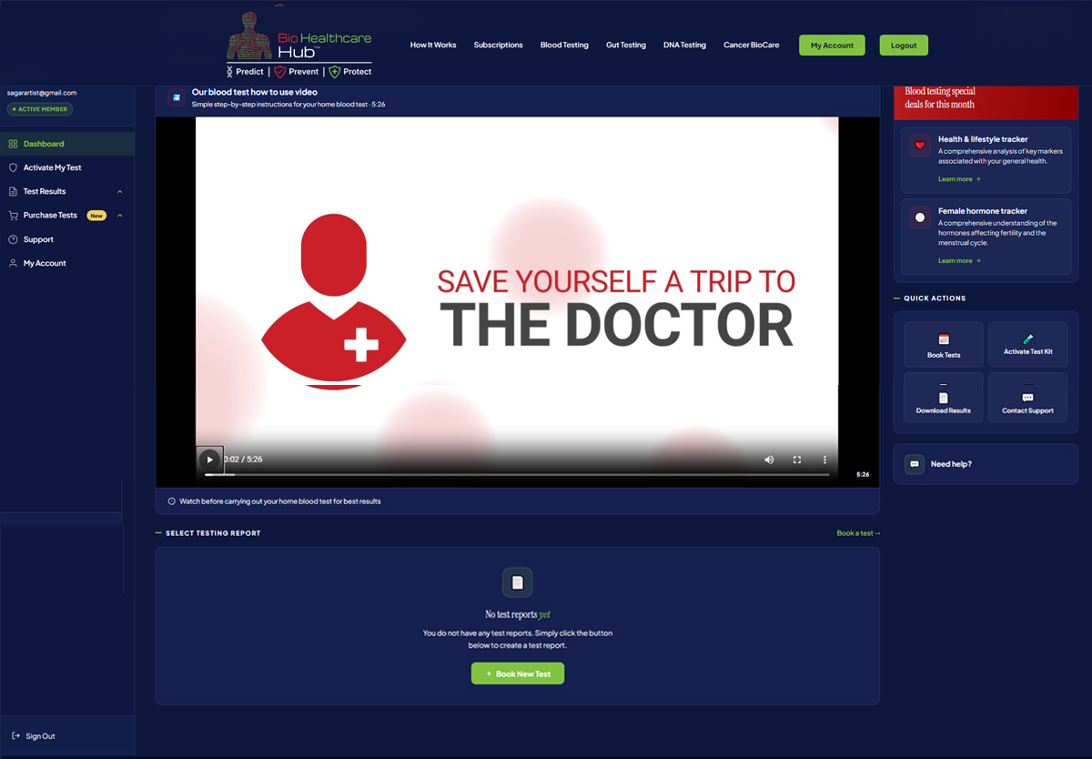 Bio Healthcare Hub provider dashboard